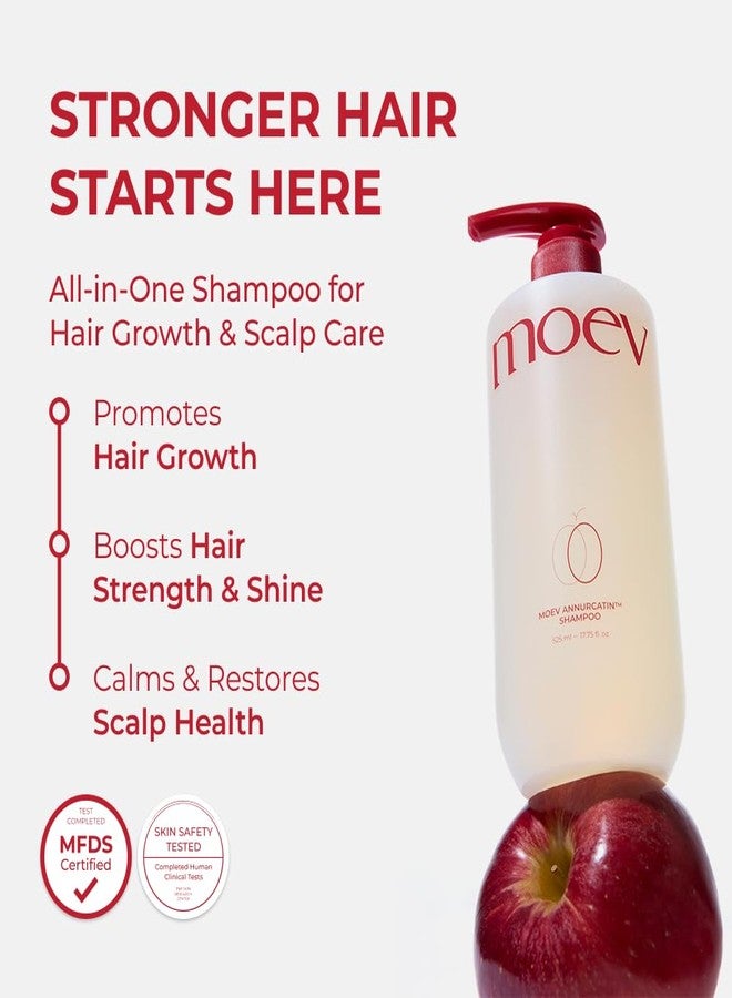 MOEV ANNURCATIN Shampoo | Korean Apple Hair Care for Strength and Volume in Thinning Hair | Adds Lift | Paraben-Free | Suitable for All Hair Types (17.75 fl.oz, Apple & Vanilla) - Image 2
